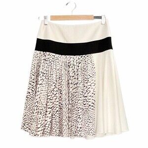 Bouchra Jarrar Couture Skirt Pleated Mixed Print Cream & Black EU Size 38 | US 8